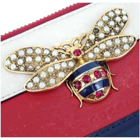 GUCCI Queen Margaret Bee-embellished Leather Zip Around Wallet - Picture 4 of 13
